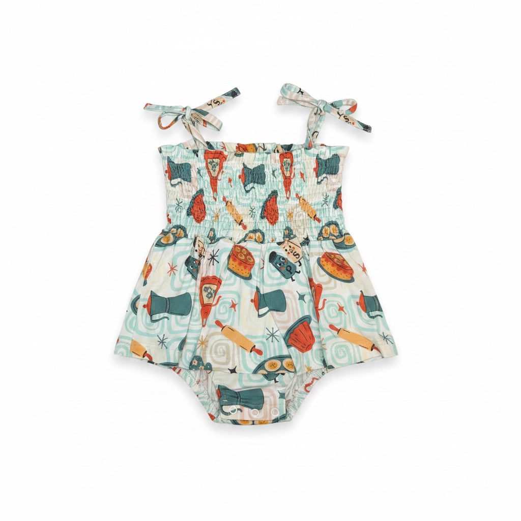 Retro Kitchen Smocked Bodysuit Bubble