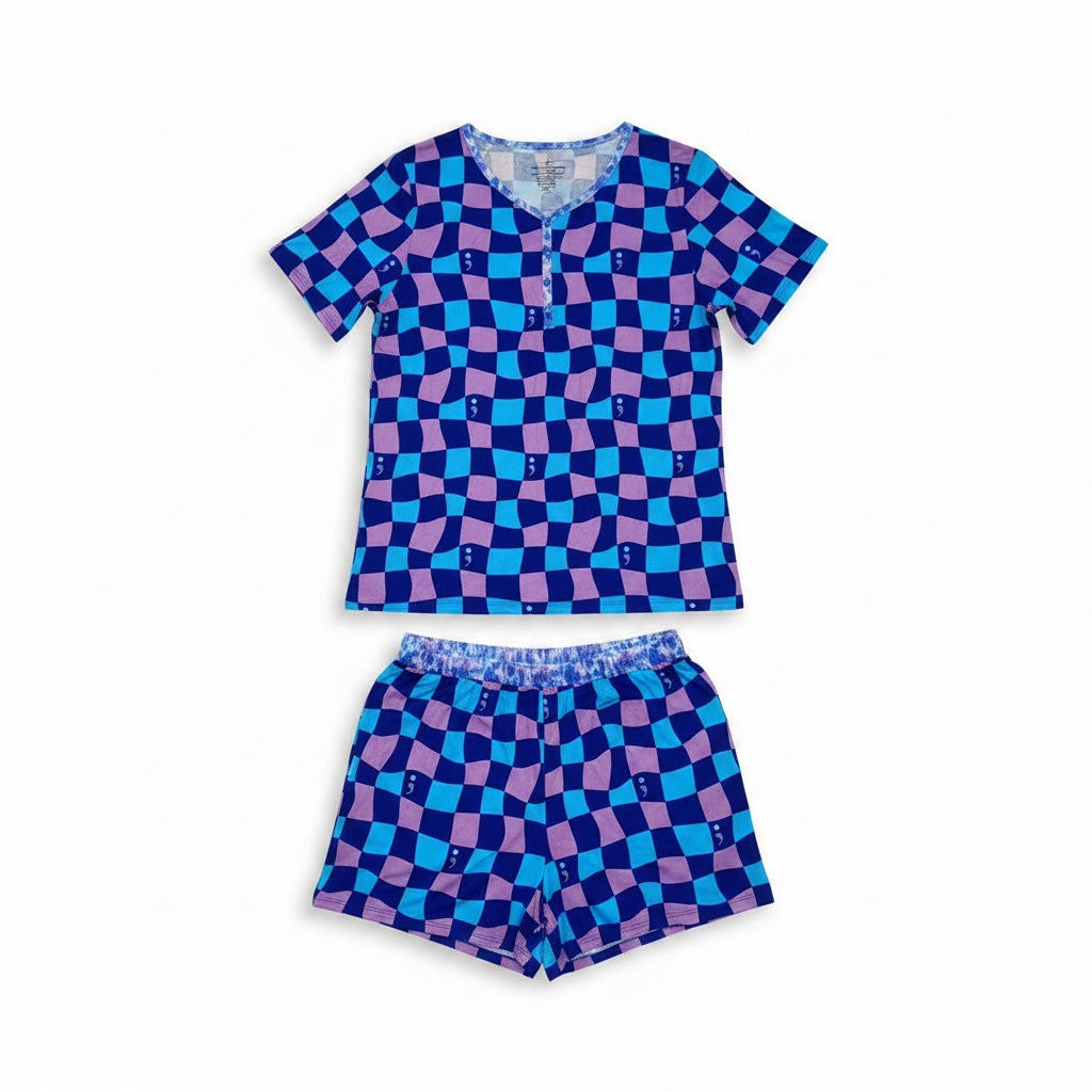 Quiet Fight V-Neck Short Sleeve & Shorts Mom Set