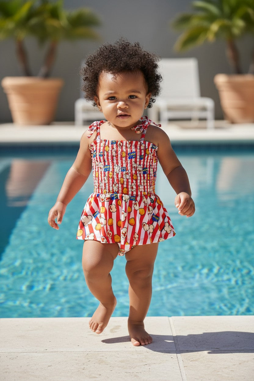 BLOCKBUSTER Smocked Bodysuit Bubble