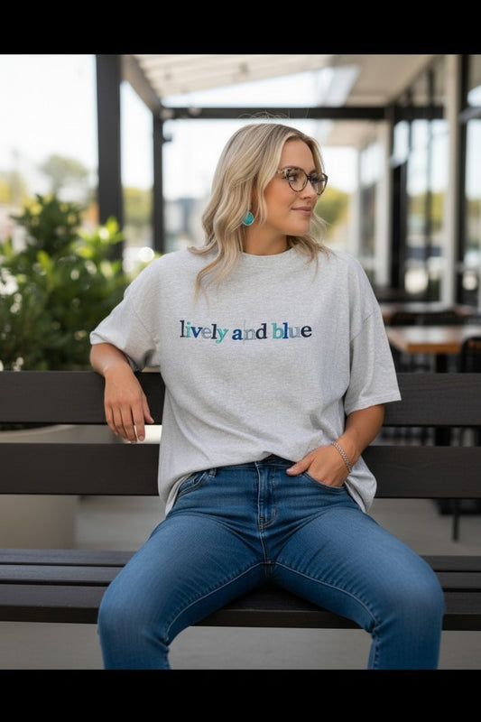 Lively and Blue Embroidered Tee