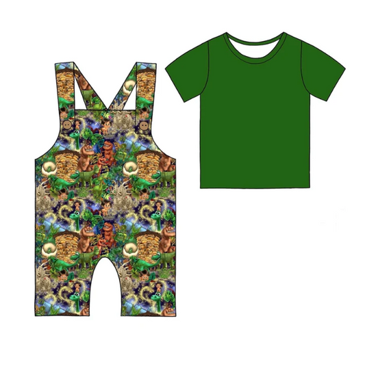 The Best Dino Shirt with Short Overalls