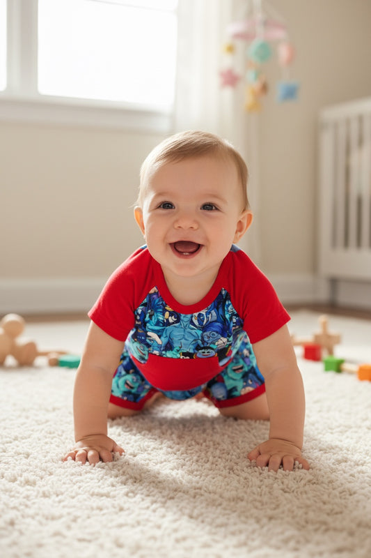 Blue Crew Shorty Romper
