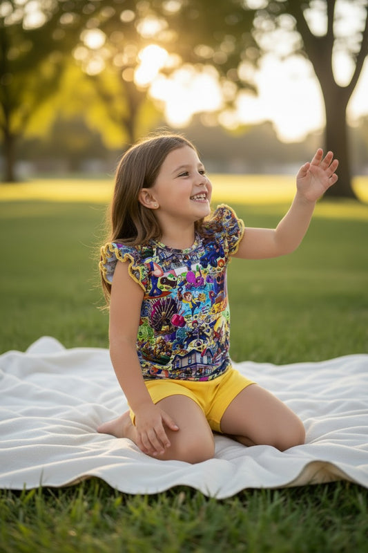 Hey You Guys Flutter Sleeve & Shorts Set
