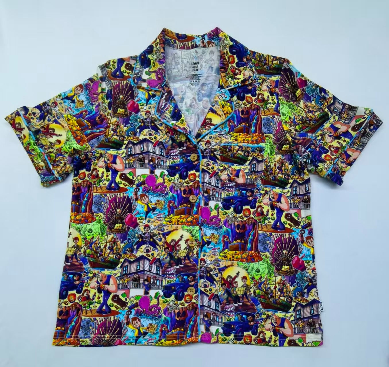 Hey You Guys Short Sleeve & Pants Button Up Pajama Set