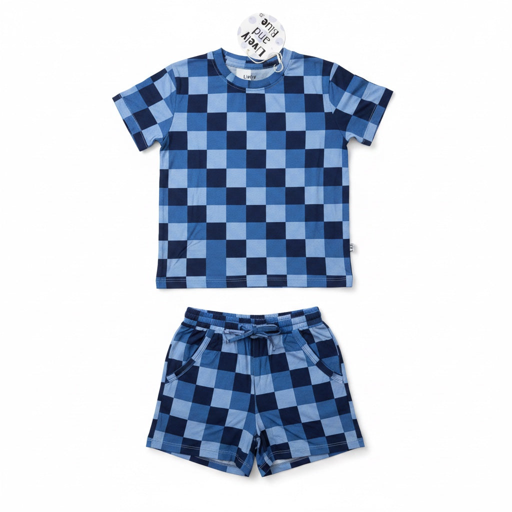 Blue Checks Tee & Shorts Daywear Set